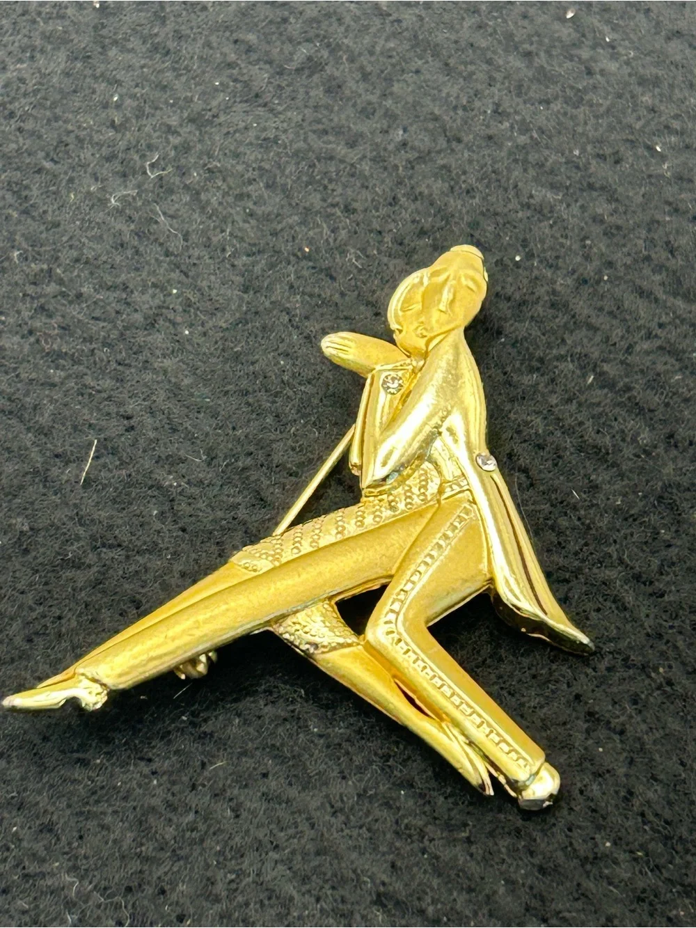 Gold-tone Dancing Couple Brooch Pin